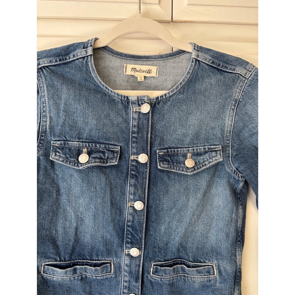 Madewell Denim Lady Jacket Womens Medium Wash Button Front Blue Size XS - Picture 3 of 12